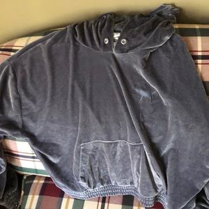 Crushed velvet cropped hoodie